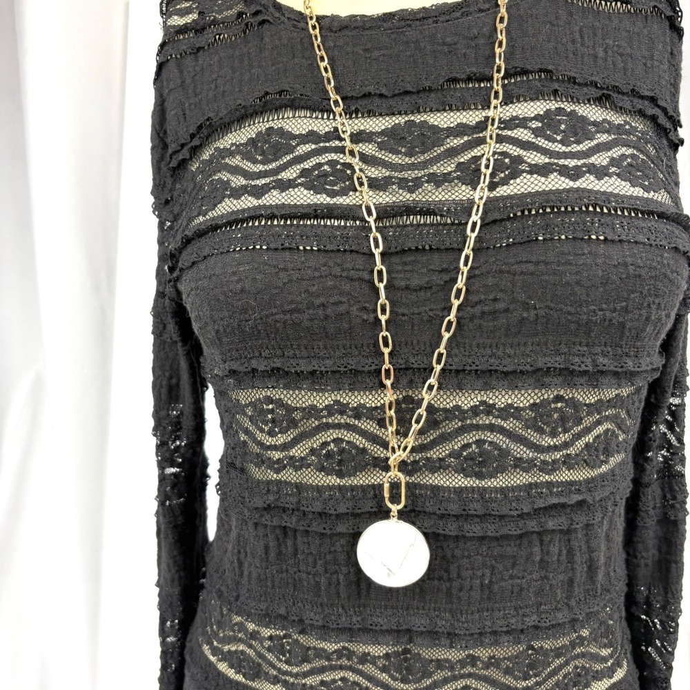 NWT Me & You Gold Paperclip Chain White Enamel Circle Pendant Long Necklace Set